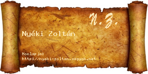 Nyéki Zoltán névjegykártya